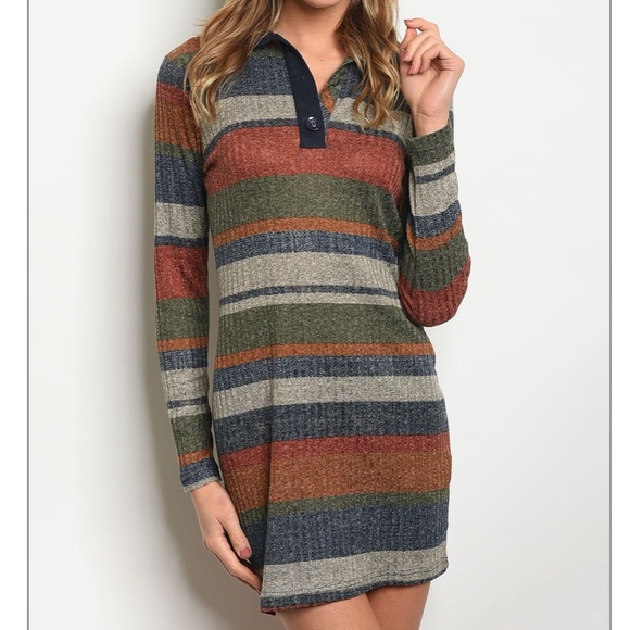 Striped Long Sleeve Tunic Dress - Picture 7 of 8